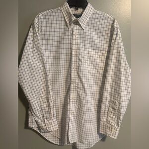 Ralph Lauren White Classic Fit No iron Blue/Yellow Striped Button Down 17 34/35